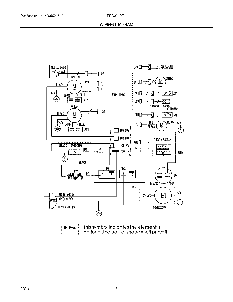 WIRING DIAGRAM Diagram and Parts List for FRA093PT10  Frigidaire Air Conditioner