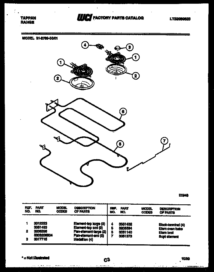 BROILER PARTS Diagram and Parts List for 31-2769-23-01  Tappan Range