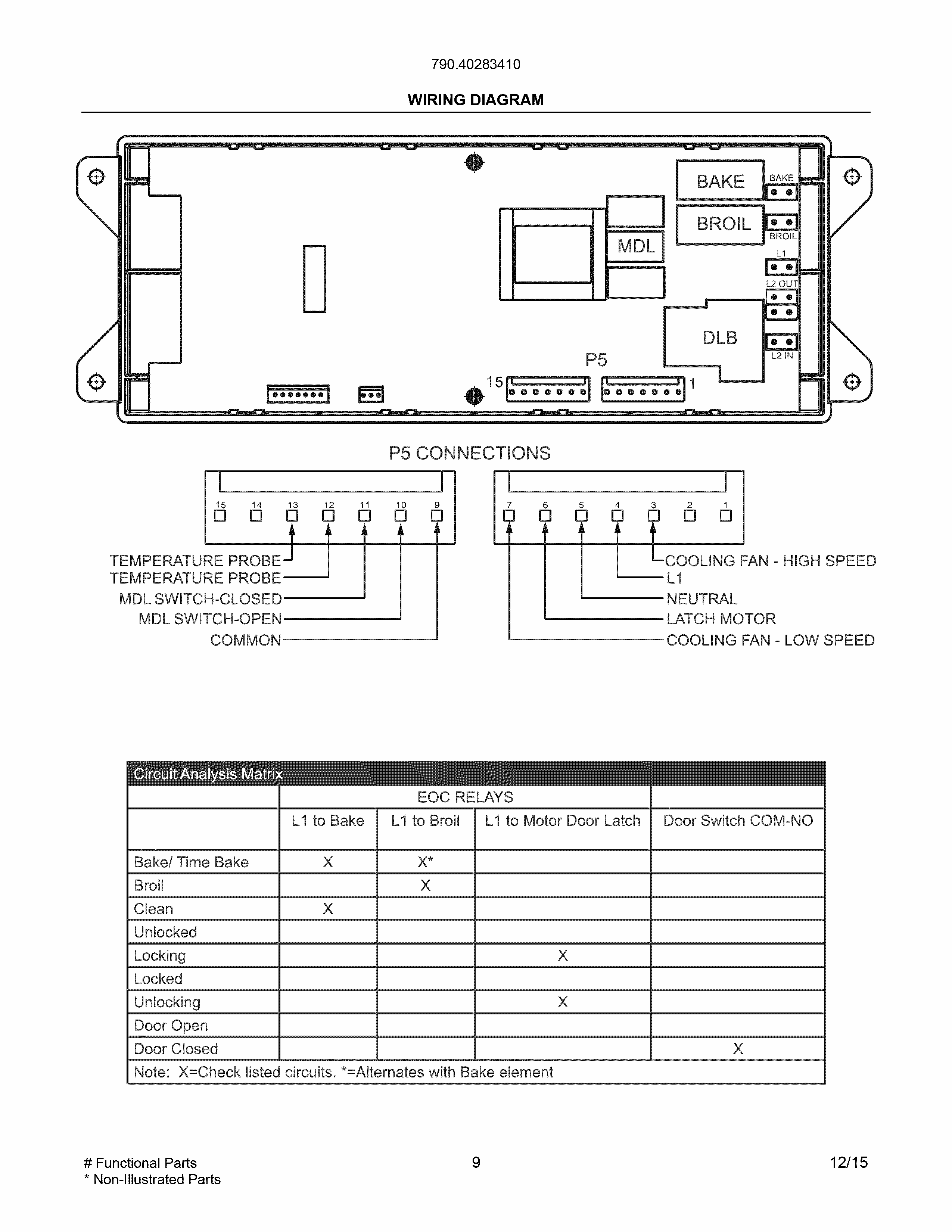 Wiring Diagram Diagram and Parts List for 79040283410  Kenmore Wall Oven