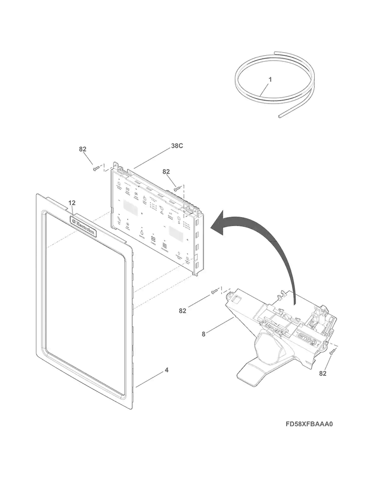 Controls & Ice Dispenser Diagram and Parts List for EW28BS85KSDA  Electrolux Refrigerator