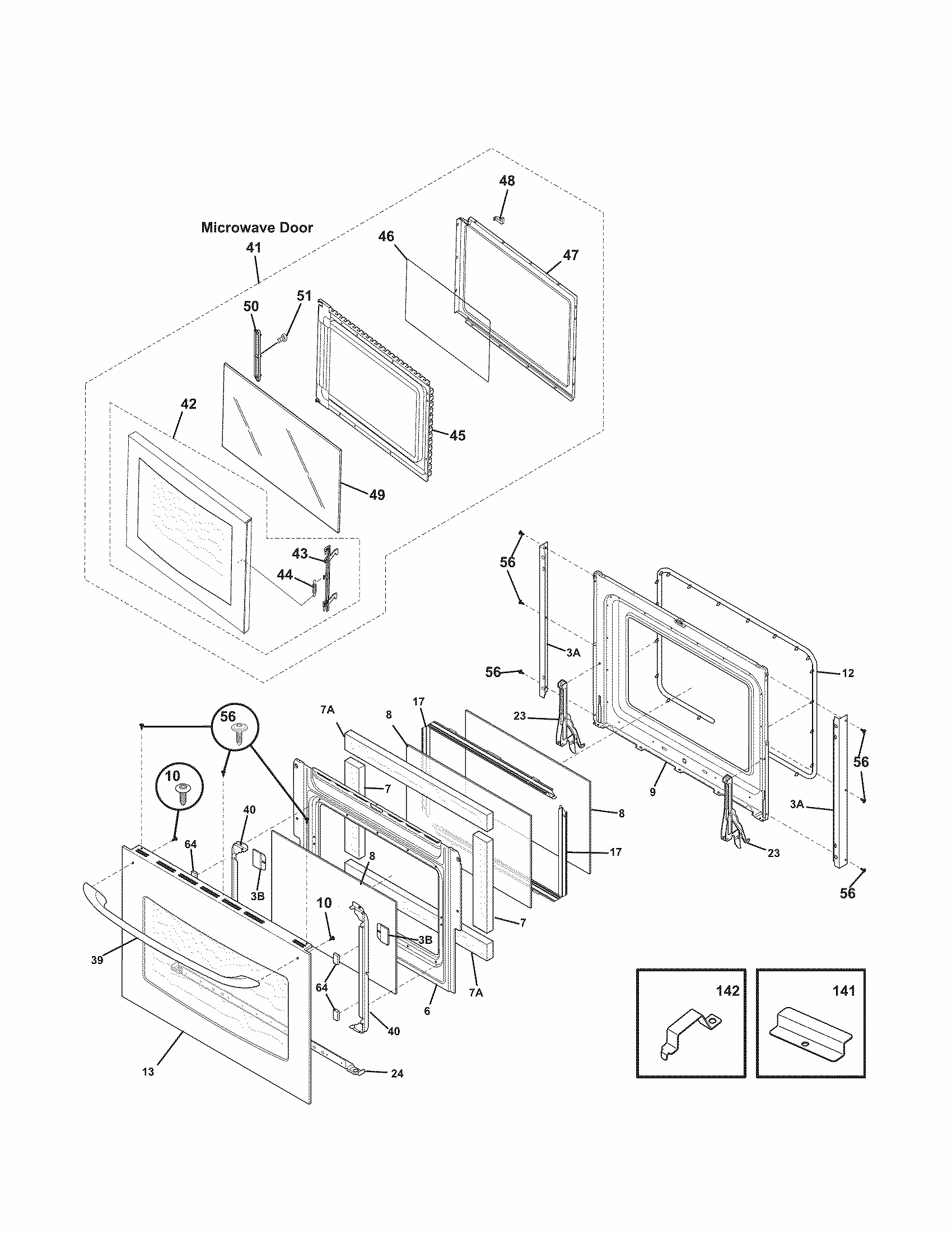 Doors Diagram and Parts List for 79047843408  Kenmore Microwave