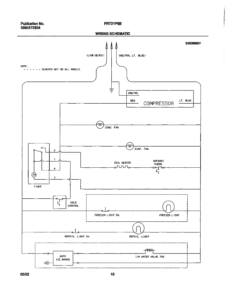 WIRING SCHEMATIC Diagram and Parts List for FRT21P6BSB2  Frigidaire Refrigerator