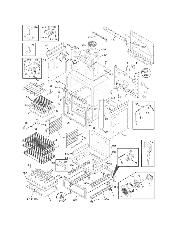 Body Diagram and Parts List for EW30DS65GS9  Electrolux Range