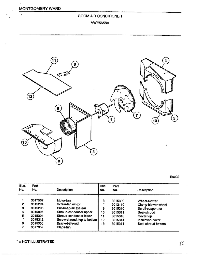 Room Air Conditioner Page 4 Diagram and Parts List for 5658A  Frigidaire Air Conditioner