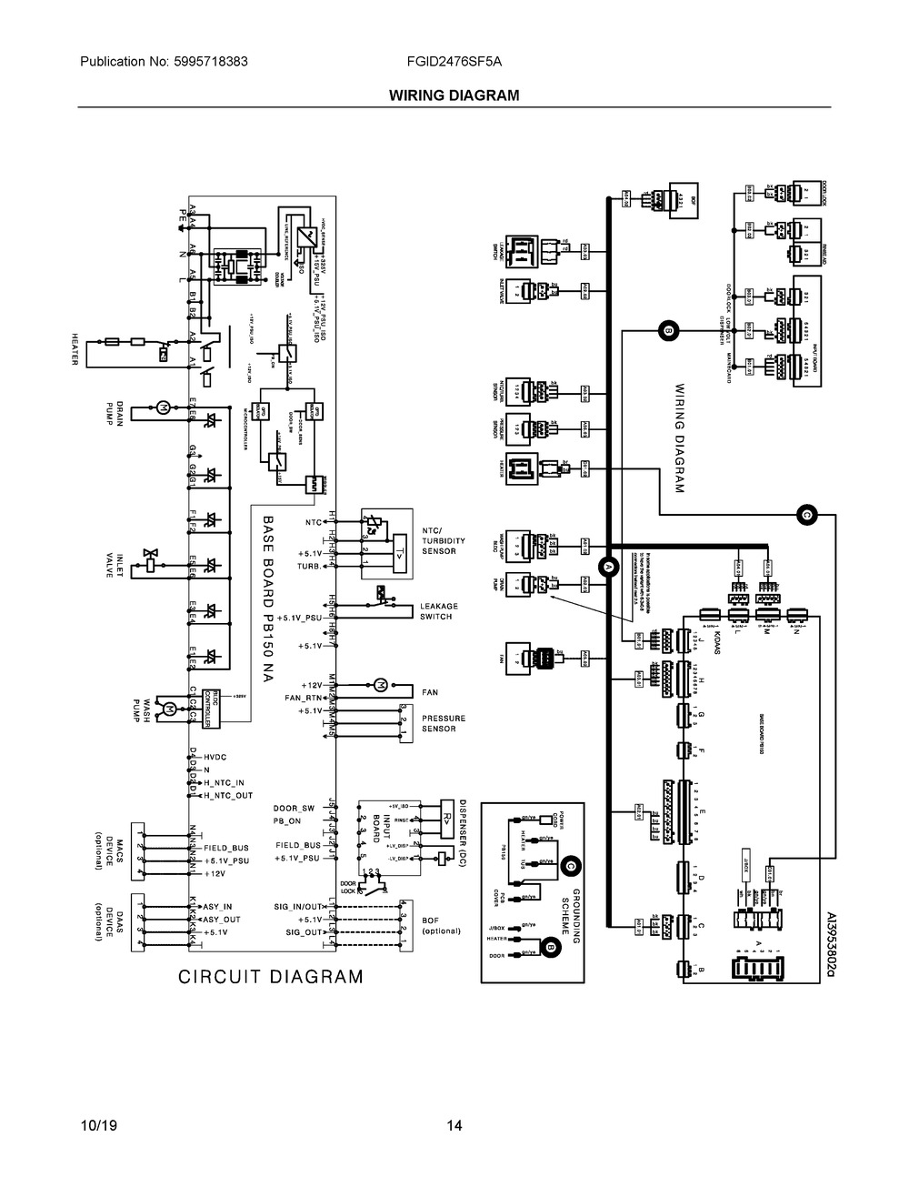 Wiring Diagram Diagram and Parts List for FGID2476SF5A  Frigidaire Dishwasher