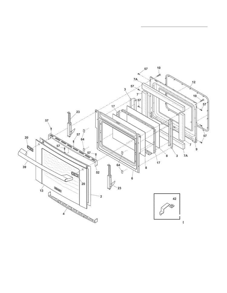 Door Diagram and Parts List for EW30IS65JSC  Electrolux Range