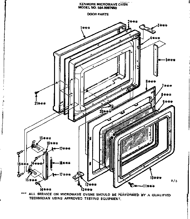 Door Parts Diagram and Parts List for 5649987950  Kenmore Microwave