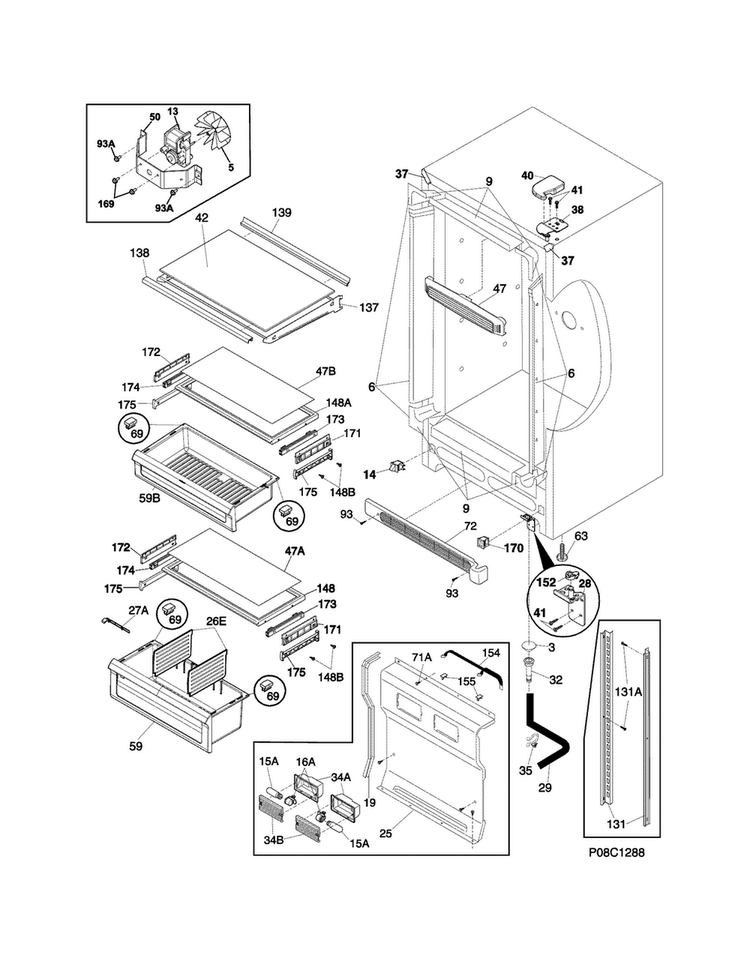 Cabinet Diagram and Parts List for GCBM18FQWA  Gibson Freezer