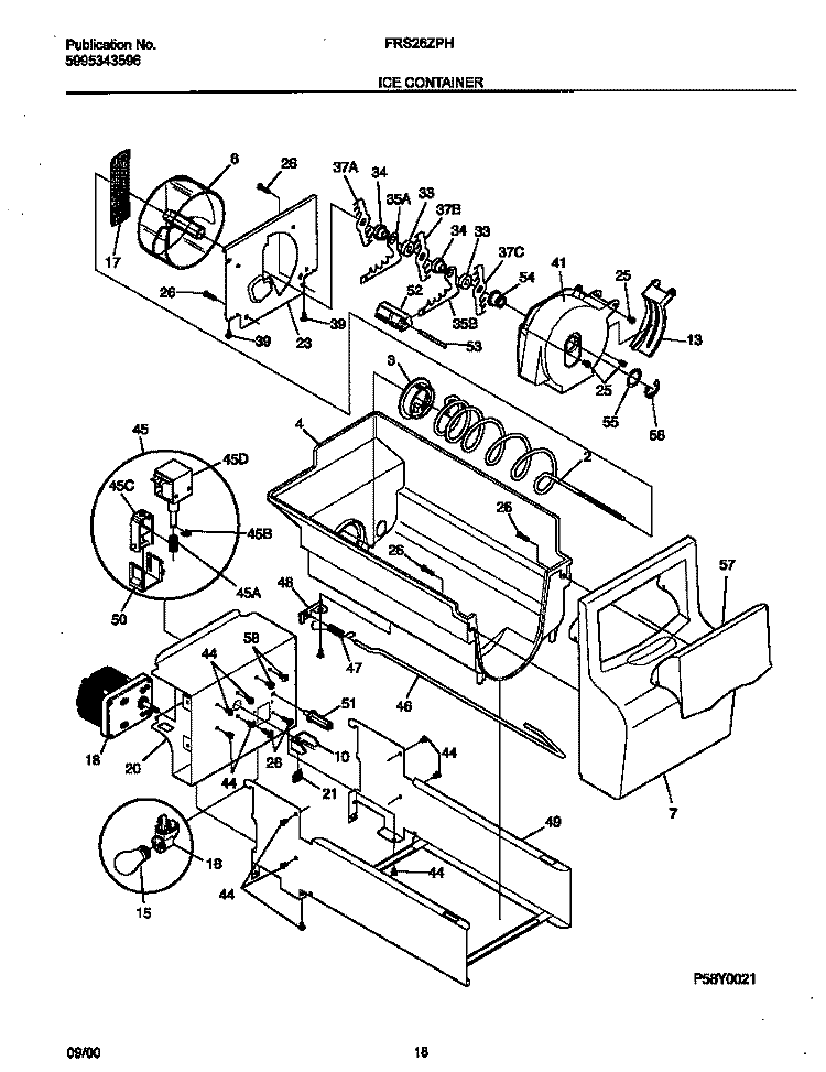 ICE CONTAINER Diagram and Parts List for FRS26ZPHD3  Frigidaire Refrigerator