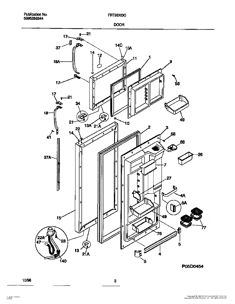 DOOR Diagram and Parts List for FRT26XGCW4  Frigidaire Refrigerator