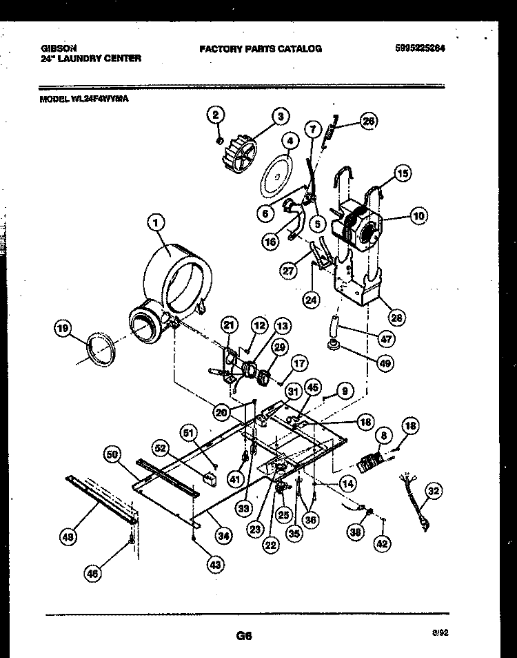 BLOWER, IDLER ARM CLUTCH AND MOTOR Diagram and Parts List for WL24F4WYMA  Gibson Washer