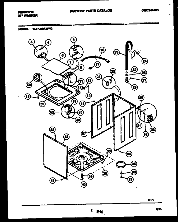 CABINET PARTS Diagram and Parts List for WA7200AWW2  Frigidaire Washer