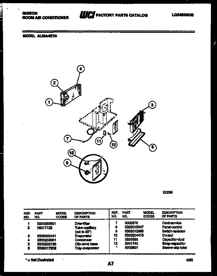 ELECTRICAL PARTS Diagram and Parts List for AL06A4EYA  Gibson Air Conditioner