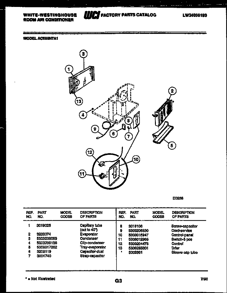 ELECTRICAL PARTS Diagram and Parts List for AC086N7A1  Frigidaire Air Conditioner