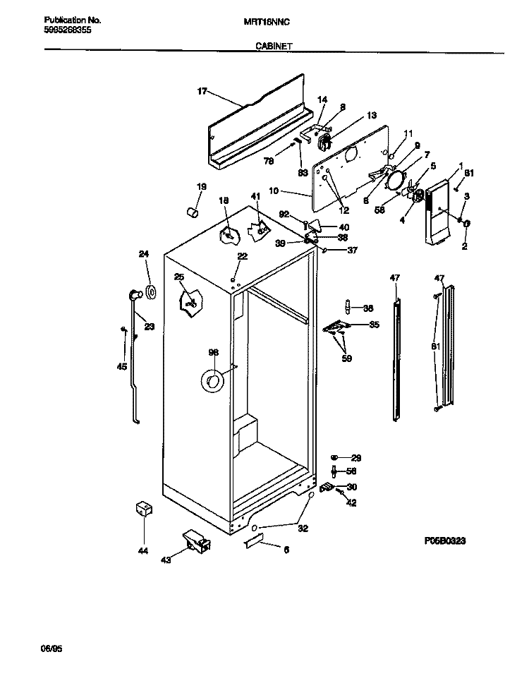 CABINET Diagram and Parts List for MRT18NNCD0  Uni Refrigerator