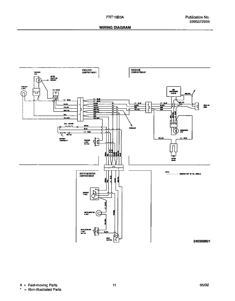 WIRING DIAGRAM Diagram and Parts List for FRT15B3AQ2  Frigidaire Refrigerator