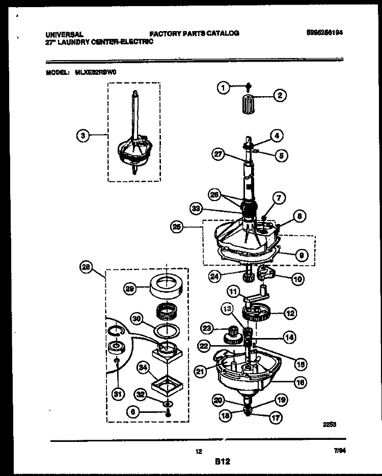 TRANSMISSION PARTS Diagram and Parts List for MLXE62RBD0  Frigidaire Washer Dryer Combo