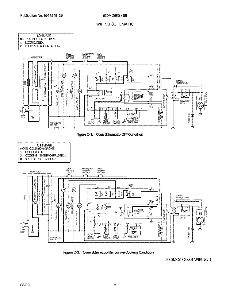 WIRING SCHEMATIC Diagram and Parts List for E30MO65GSSB  Electrolux Microwave