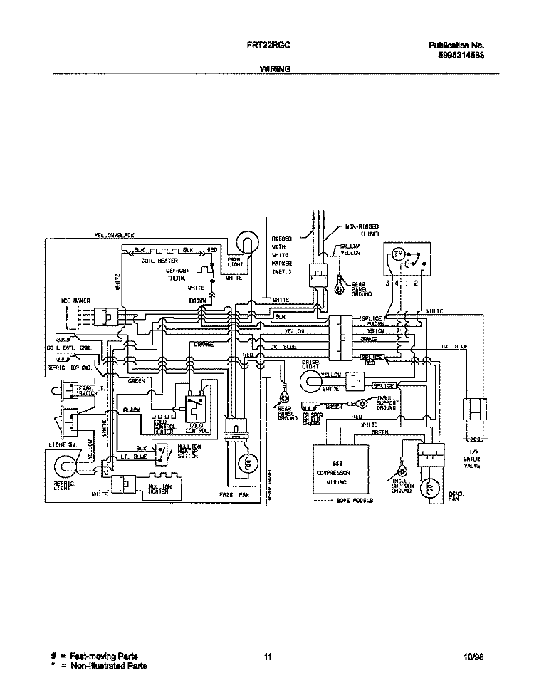 WIRING DIAGRAM Diagram and Parts List for FRT22RGCB9  Frigidaire Refrigerator