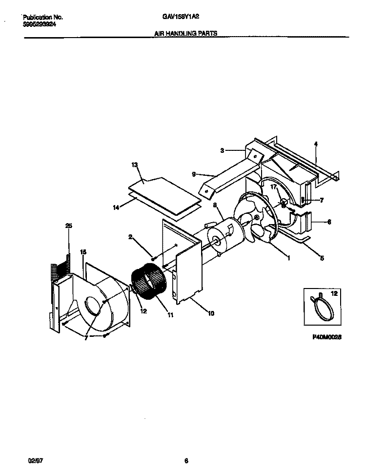 AIR HANDLING PARTS Diagram and Parts List for GAV158Y1A2  Gibson Air Conditioner