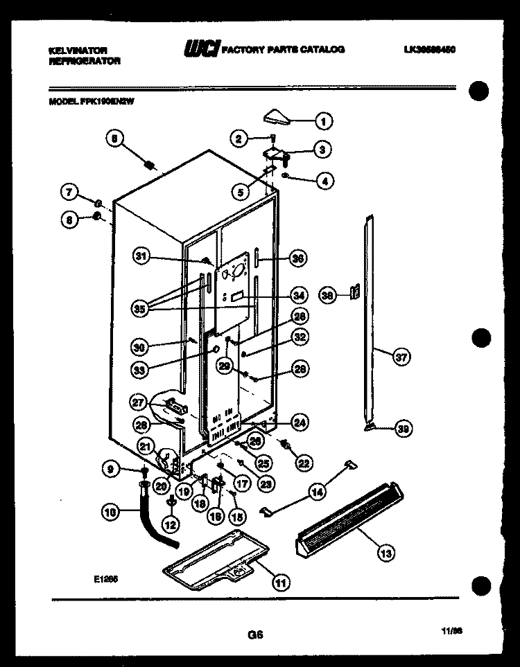 CABINET PARTS Diagram and Parts List for FPK190EN2W  Kelvinator Refrigerator