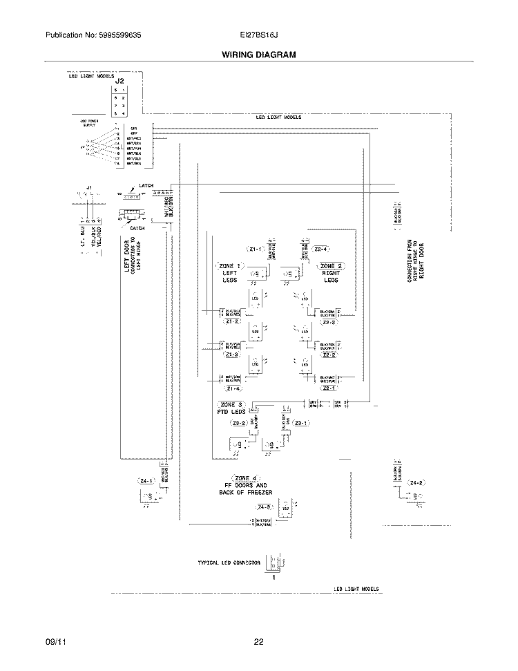 WIRING DIAGRAM Diagram and Parts List for EI27BS16JS3  Electrolux Refrigerator