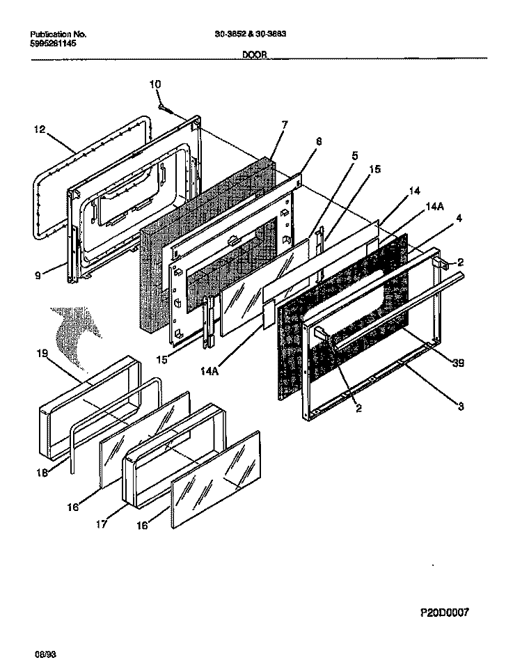 DOOR Diagram and Parts List for 30-3863-23-02  Tappan Range