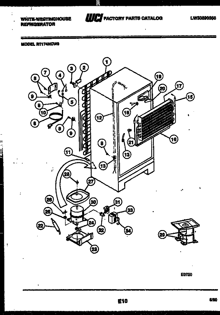 SYSTEM AND AUTOMATIC DEFROST PARTS Diagram and Parts List for RT174NCD0  Frigidaire Refrigerator