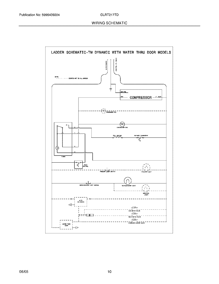 WIRING SCHEMATIC Diagram and Parts List for GLRT217TDKP  Frigidaire Refrigerator