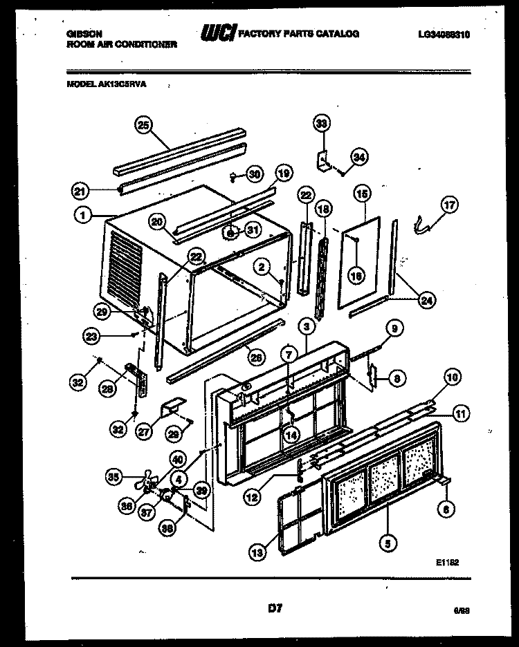 CABINET PARTS Diagram and Parts List for AK13C5RVA  Gibson Air Conditioner