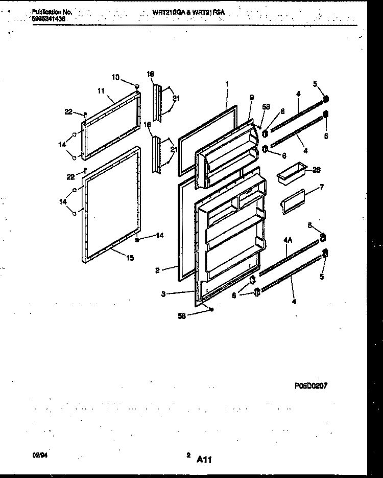 DOOR PARTS Diagram and Parts List for WRT21FGAZ0  Frigidaire Refrigerator