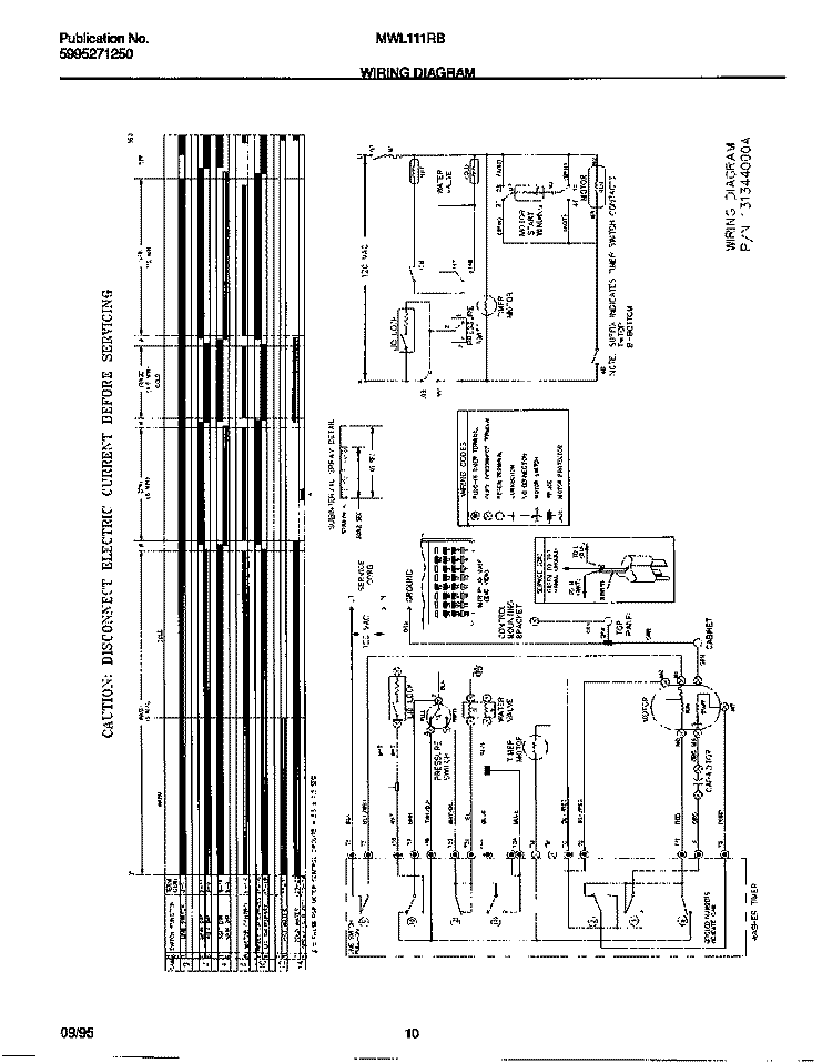 WIRING DIAGRAM Diagram and Parts List for MWL111RBW2  Frigidaire Washer
