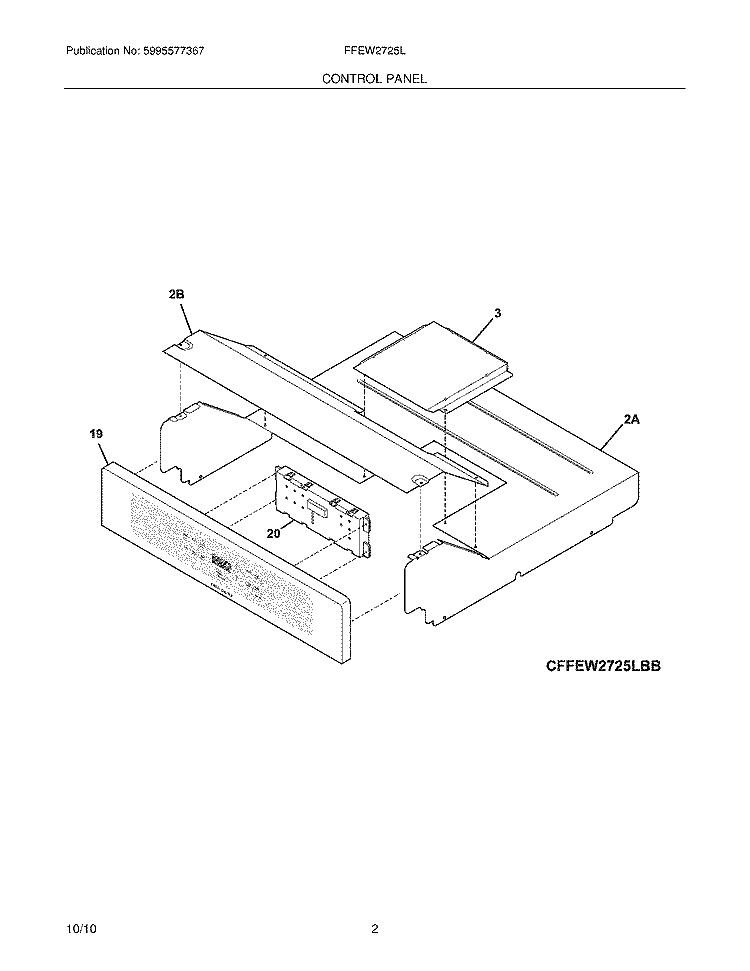 CONTROL PANEL Diagram and Parts List for FFEW2725LBB  Frigidaire Wall Oven