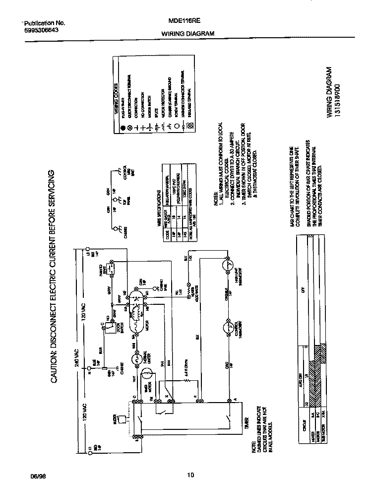 WIRING DIAGRAM Diagram and Parts List for MDE116REW1  Frigidaire Dryer