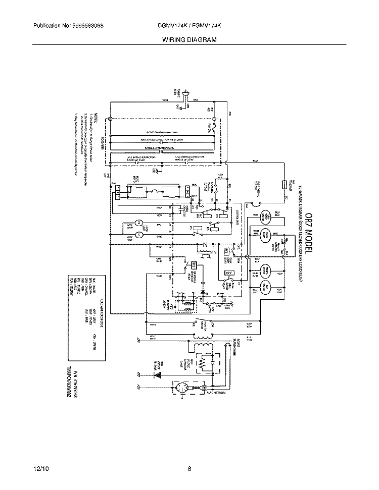 WIRING DIAGRAM Diagram and Parts List for DGMV174KFB  Frigidaire Microwave