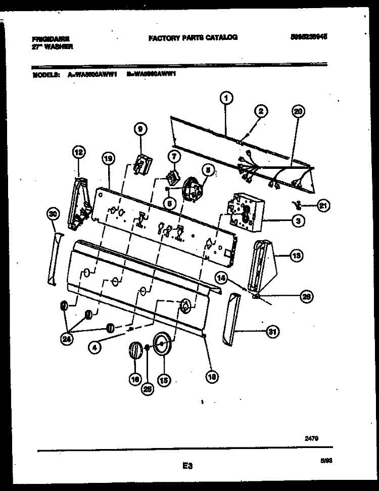 CONSOLE AND CONTROL PARTS Diagram and Parts List for WA6500AWW1  Frigidaire Washer