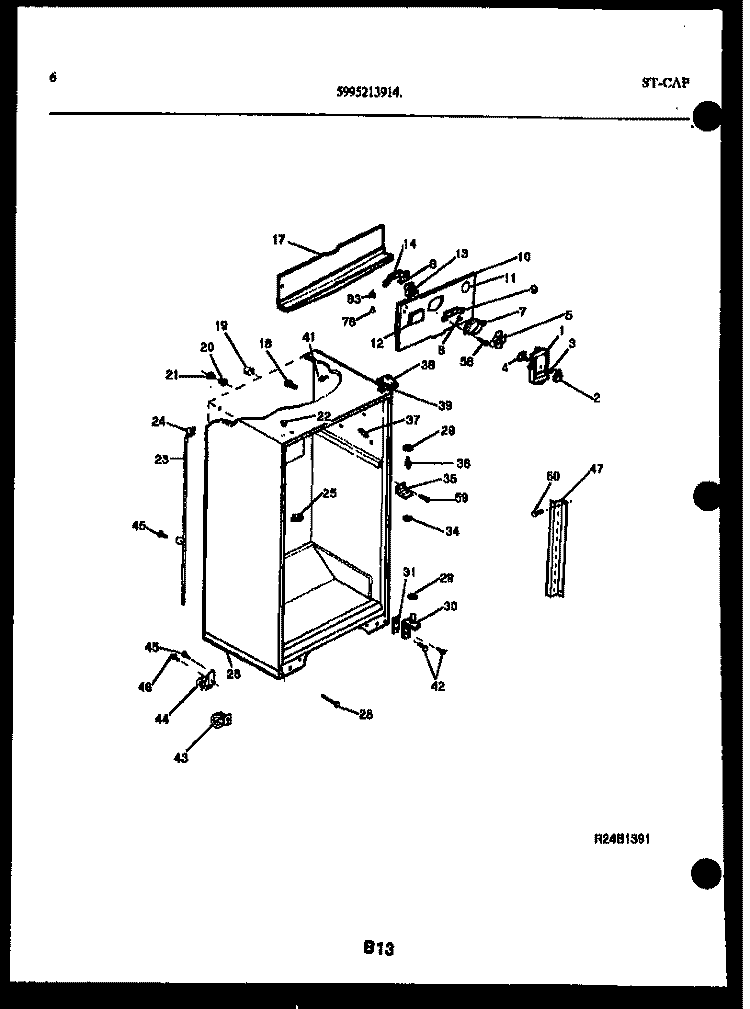 CABINET PARTS Diagram and Parts List for TSK210HN0D  Kelvinator Refrigerator