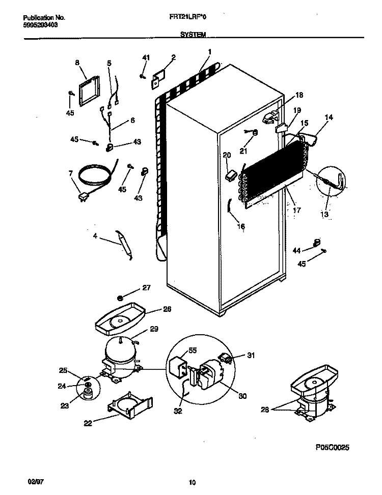 SYSTEM Diagram and Parts List for FRT21LRFD0  Frigidaire Refrigerator