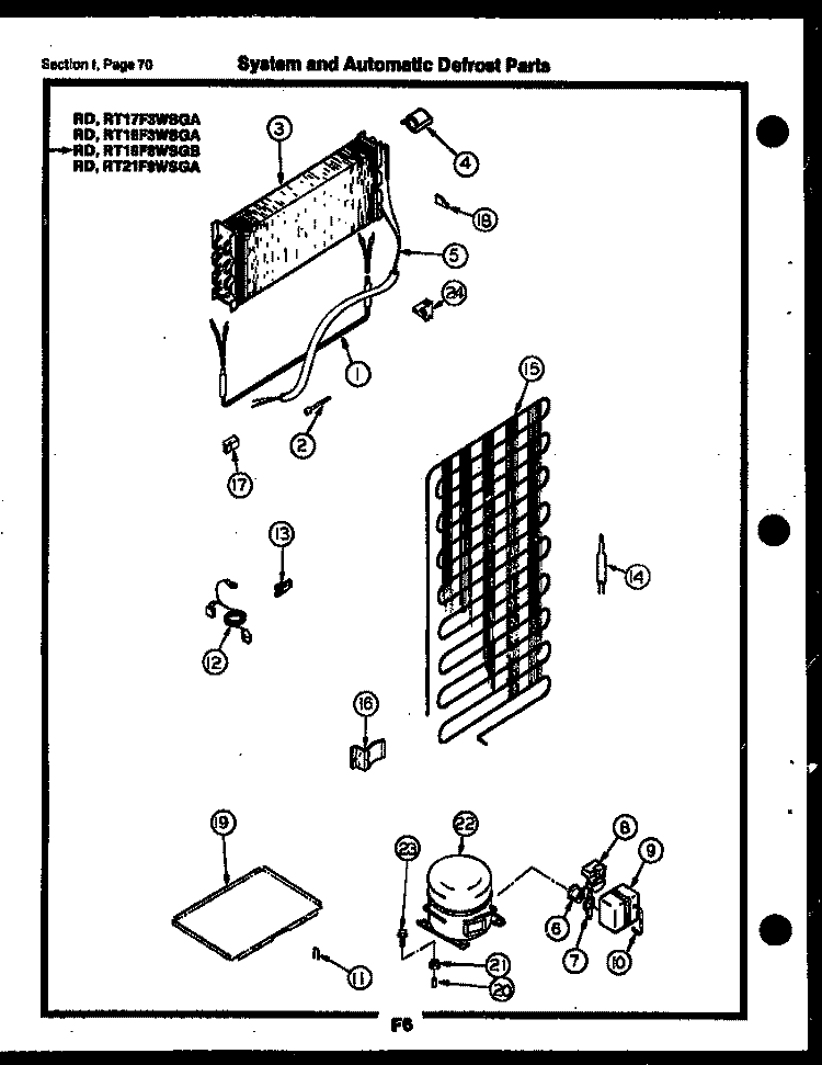 SYSTEM AND AUTOMATIC DEFROST PARTS Diagram and Parts List for RT17F3WSGA  Gibson Refrigerator