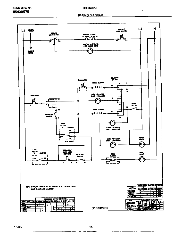 WIRING DIAGRAM Diagram and Parts List for TEF350SCDC  Tappan Range