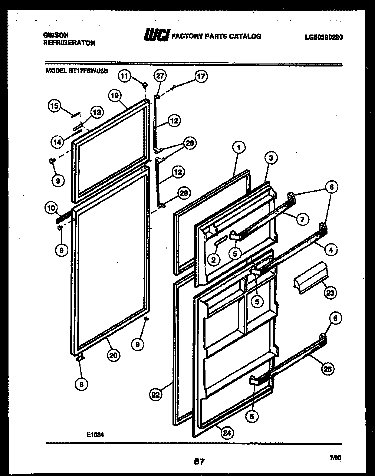 DOOR PARTS Diagram and Parts List for RT17F6WU3B  Gibson Refrigerator