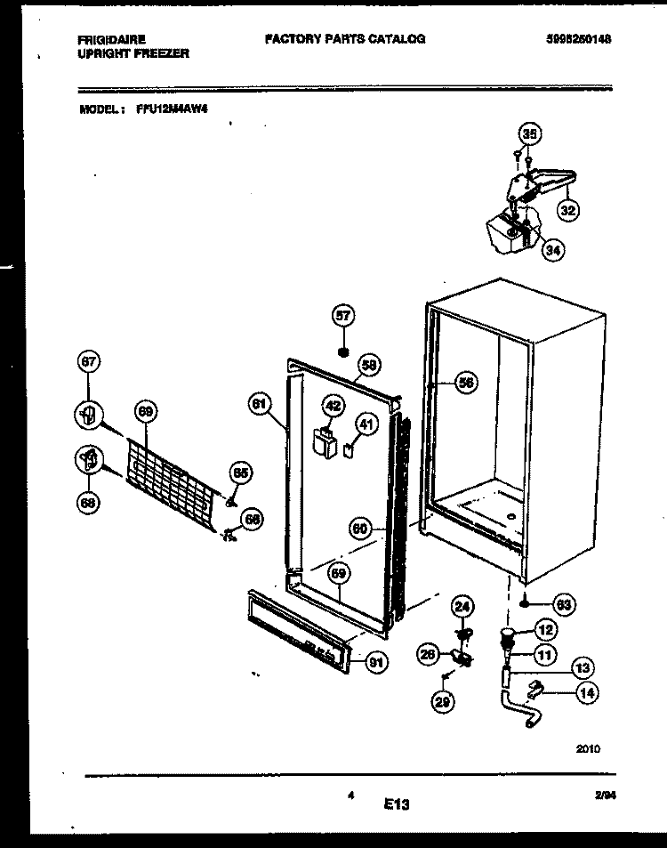 CABINET PARTS Diagram and Parts List for FFU12M4AW4  Frigidaire Freezer