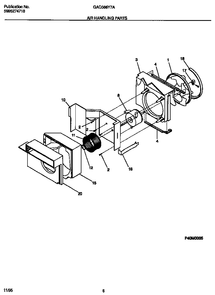 AIR HANDLING PARTS Diagram and Parts List for GAC086Y7A2  Gibson Air Conditioner