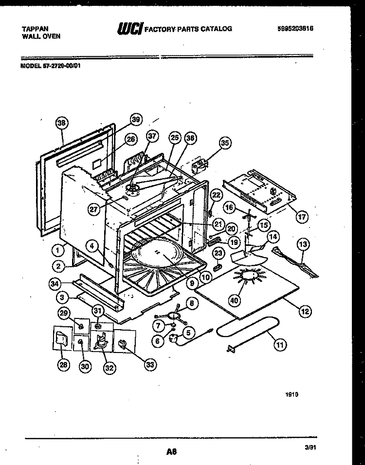 WRAPPER AND BODY PARTS Diagram and Parts List for 57-2729-00-01  Tappan Microwave Oven Combo