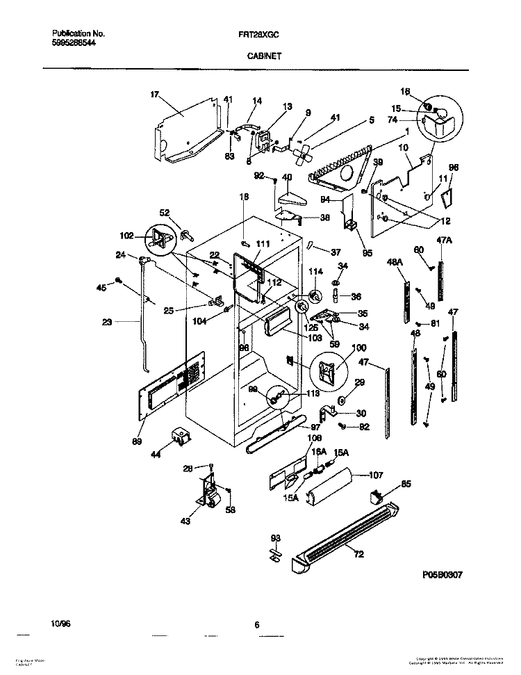CABINET Diagram and Parts List for FRT26XGCW4  Frigidaire Refrigerator