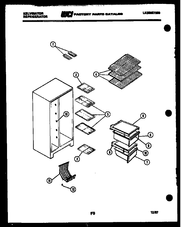 RACKS AND TRAYS Diagram and Parts List for FPK190AN5T  Kelvinator Refrigerator