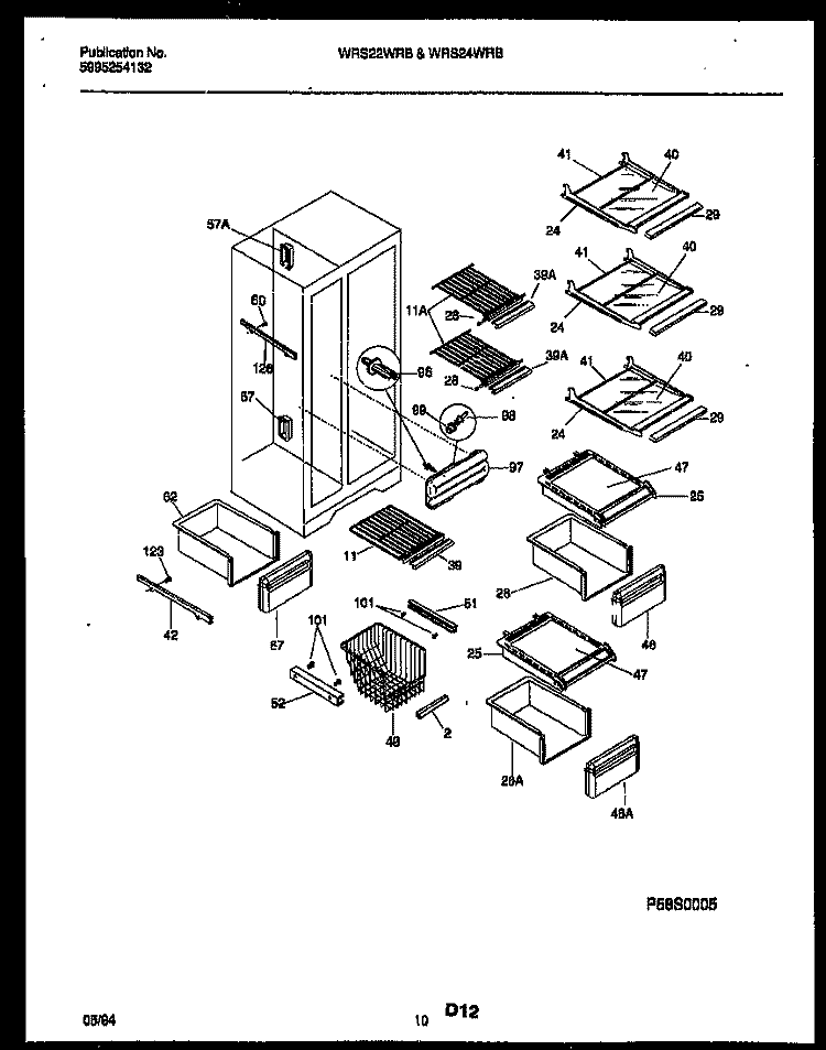 SHELVES AND SUPPORTS Diagram and Parts List for WRS22WRBD0  Frigidaire Refrigerator