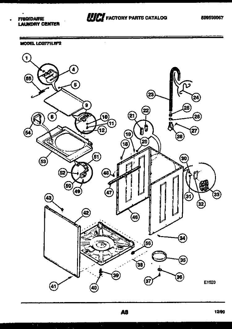 CABINET PARTS Diagram and Parts List for LCG771LW2  Frigidaire Washer Dryer Combo