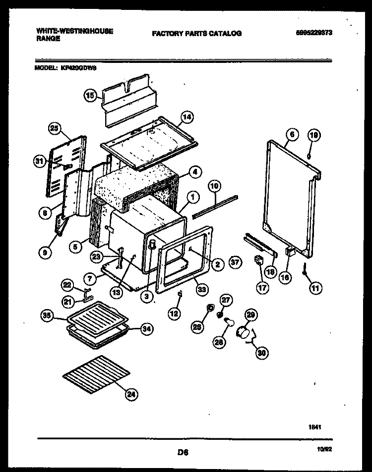 BODY PARTS Diagram and Parts List for KF420GDD8  Frigidaire Range