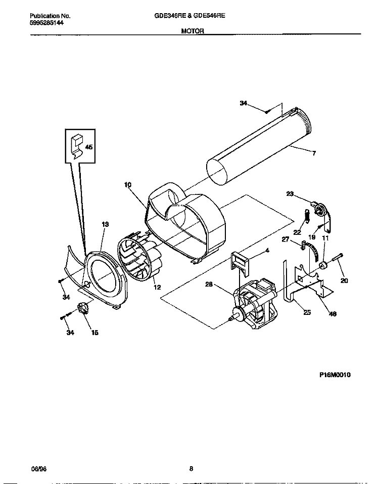 MOTOR Diagram and Parts List for GDE346RES0  Gibson Dryer